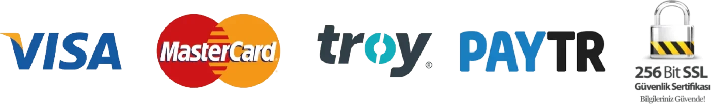 Visa, MasterCard, Troy ve PayTR ile güvenli ödeme, 256 bit SSL güvenlik sertifikası