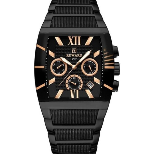 Reward RD81040M Rose Gold-Siyah Kadran Çelik-Silikon Kordonlu Erkek Kol Saati