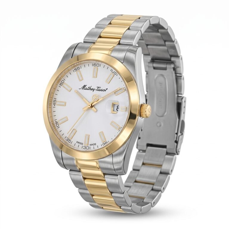 Mathey-Tissot Mathy I H450BI Beyaz Kadran Altın-Gümüş Çelik Kordonlu Erkek Kol Saati - görsel 2