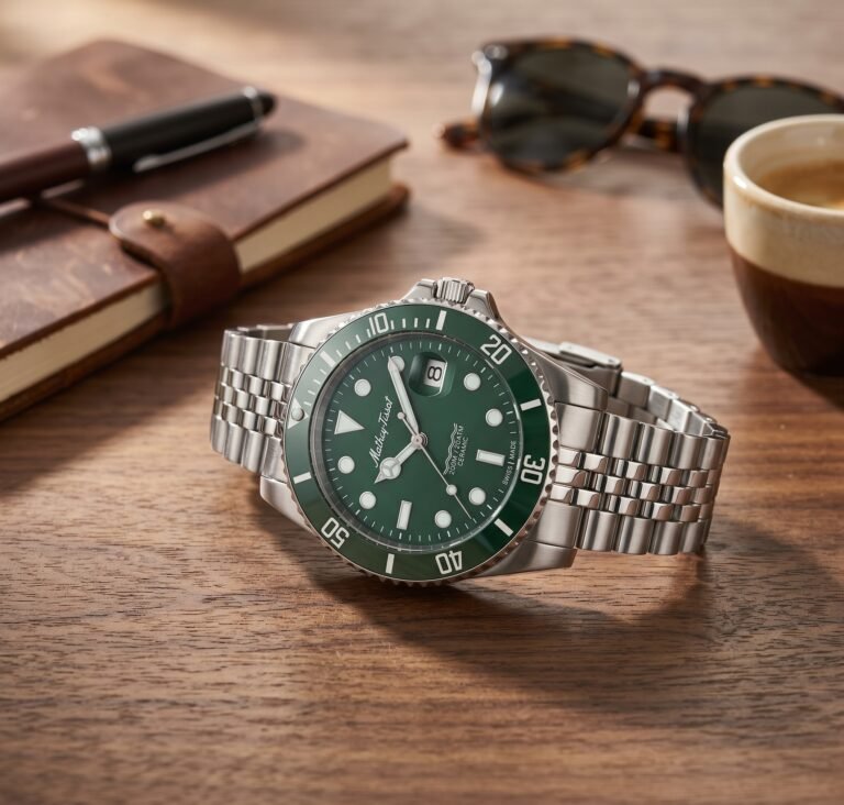Mathey-Tissot Mathy Ceramic H901CRAV Yeşil Kadran Çelik Kordonlu Erkek Kol Saati - görsel 5