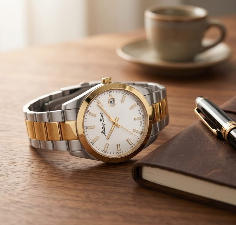 Mathey-Tissot Mathy I H450BI Beyaz Kadran Altın-Gümüş Çelik Kordonlu Erkek Kol Saati - görsel 4