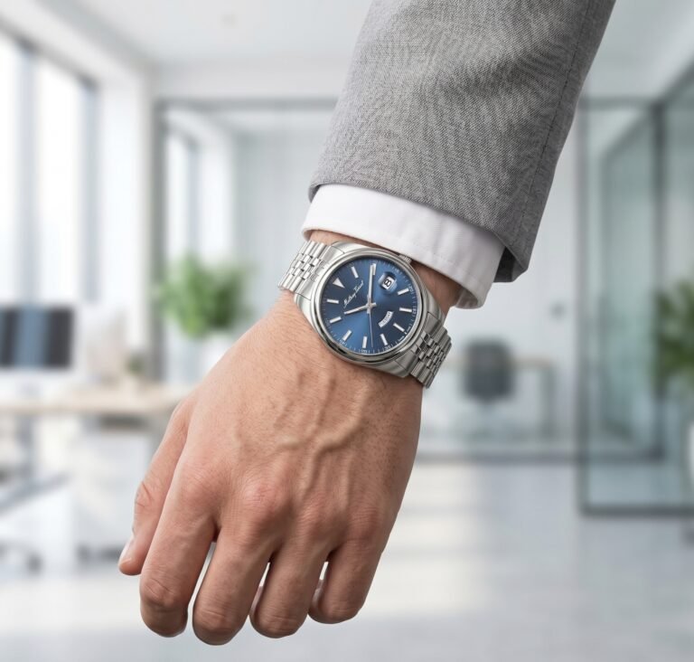 Mathey-Tissot Mathy Day-Date H510ABU Mavi Kadran Çelik Kordonlu Erkek Kol Saati - görsel 4