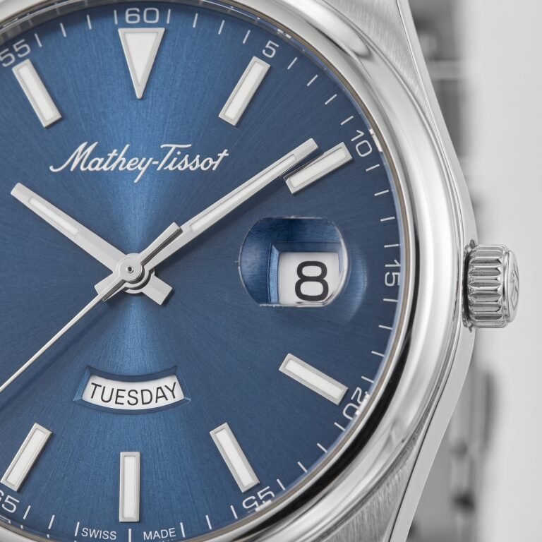 Mathey-Tissot Mathy Day-Date H510ABU Mavi Kadran Çelik Kordonlu Erkek Kol Saati - görsel 3