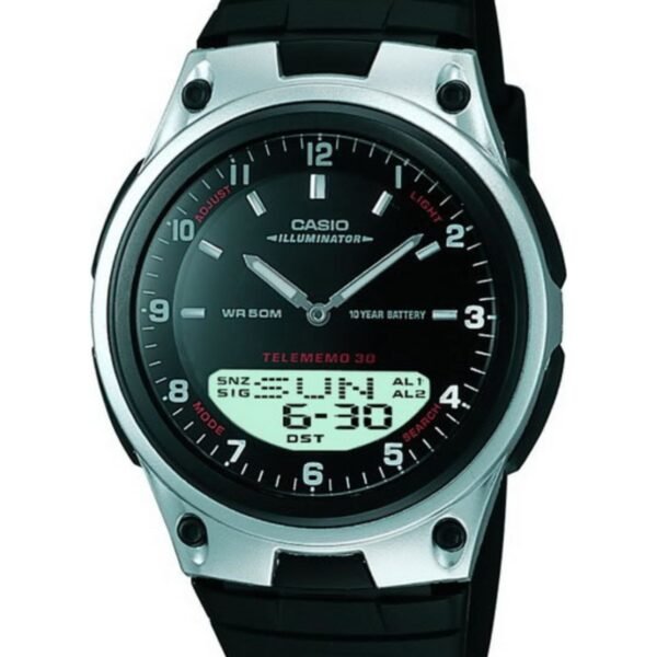 Casio AW-80-1AVDF Siyah Kadran Gümüş-Siyah Kasa Siyah Silikon Kordonlu Analog-Dijital Erkek Kol Saati
