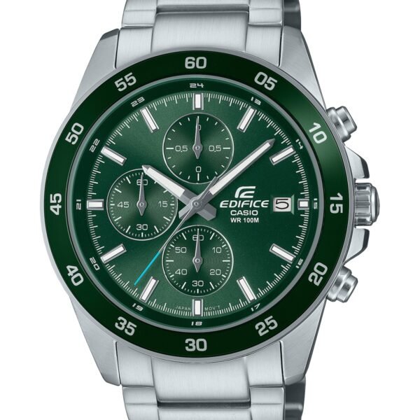 Casio Edifice EFR-526D-3AVUDF Yeşil Kadran Gümüş Metal Kordonlu Kronograf Erkek Kol Saati