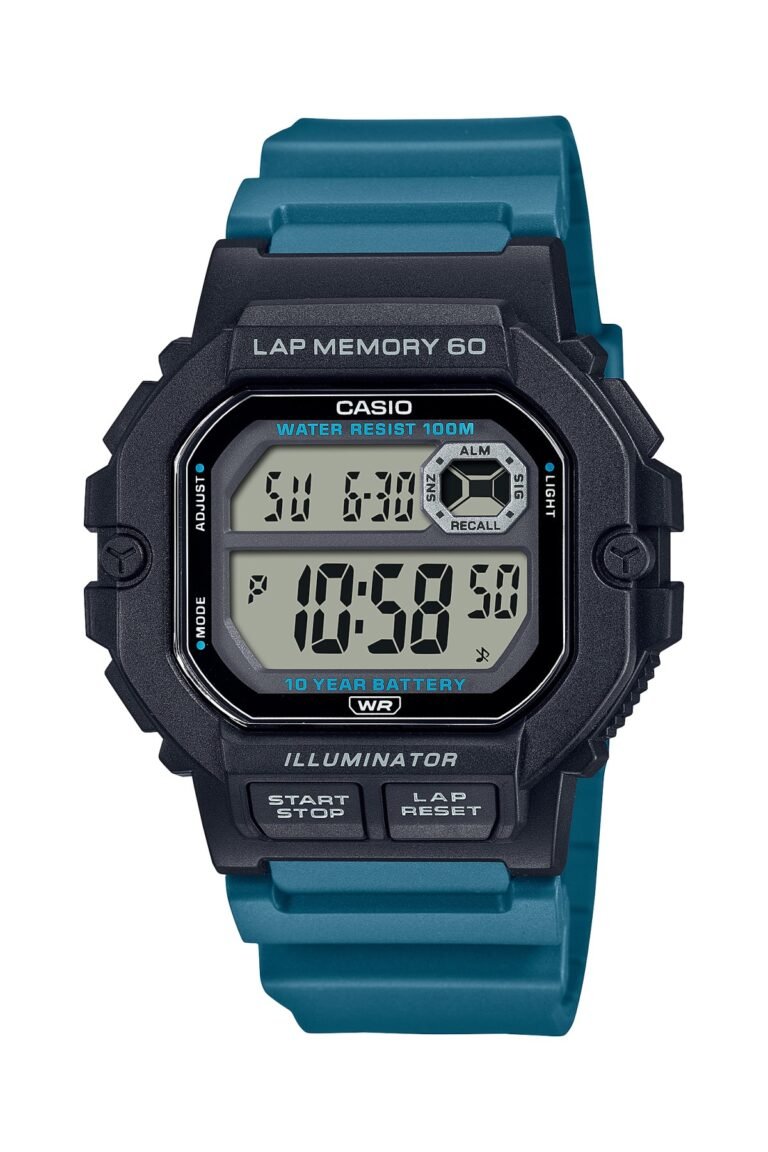 Casio WS-1400H-3AVDF Siyah Kasa Petrol Mavisi Silikon Kordonlu Dijital Erkek Kol Saati
