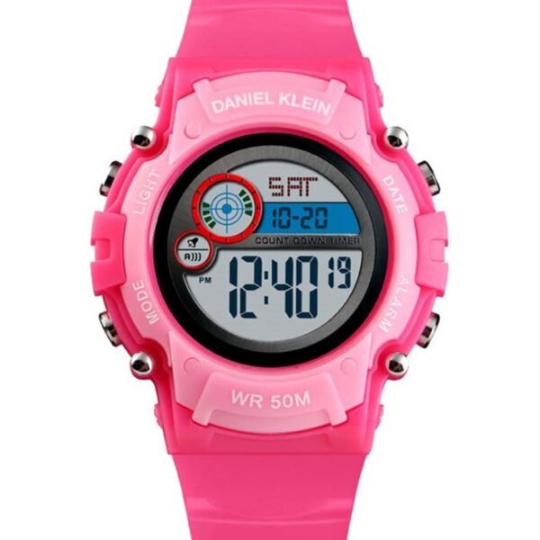 Daniel Klein DK-1477-3 Pembe Kasa Pembe Silikon Kordonlu Dijital Çocuk Kol Saati