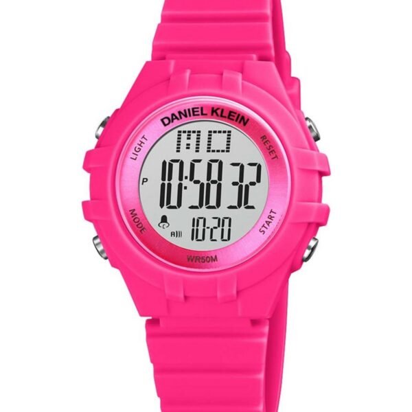 Daniel Klein DK-1716-6 Pembe Kasa Pembe Silikon Kordonlu Dijital Çocuk Kol Saati