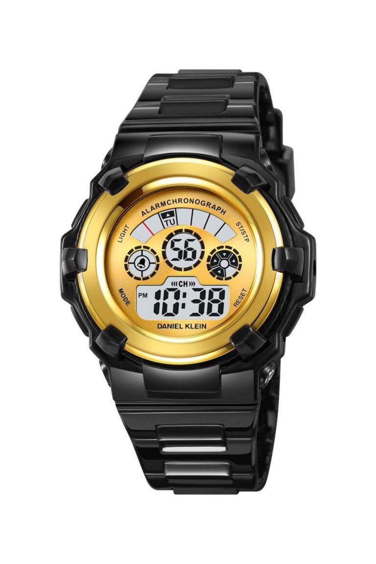 Daniel Klein DK-2156-7 Siyah-Altın Kasa Siyah Silikon Kordonlu Dijital Çocuk Kol Saati
