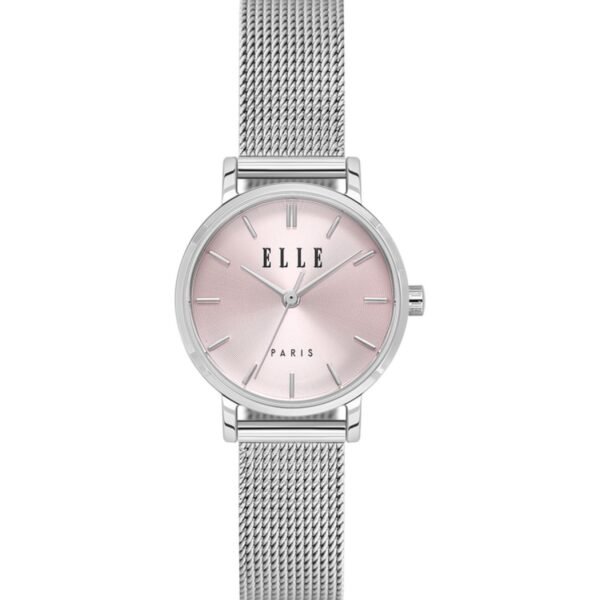 ELLE Paris EL.1.10024-2 Pembe Kadran Gümüş Hasır Çelik Kordonlu Kadın Kol Saati