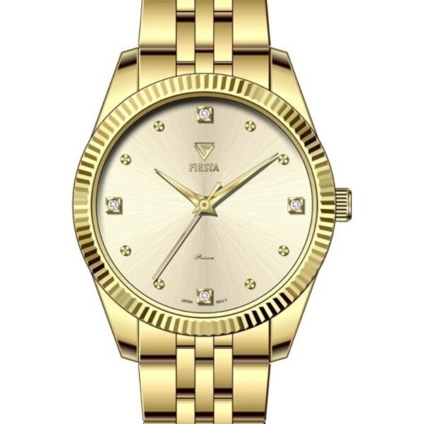 Fiesta F2705 Altın Kadran Altın Çelik Kordonlu Kadın Kol Saati