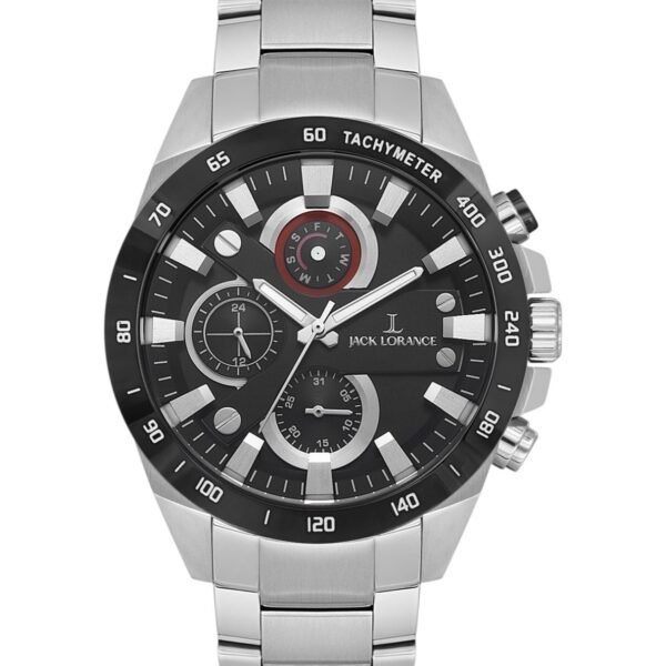 Jack Lorance JLS11712M.01 Siyah Kadran Gümüş Çelik Kordonlu Erkek Kol Saati