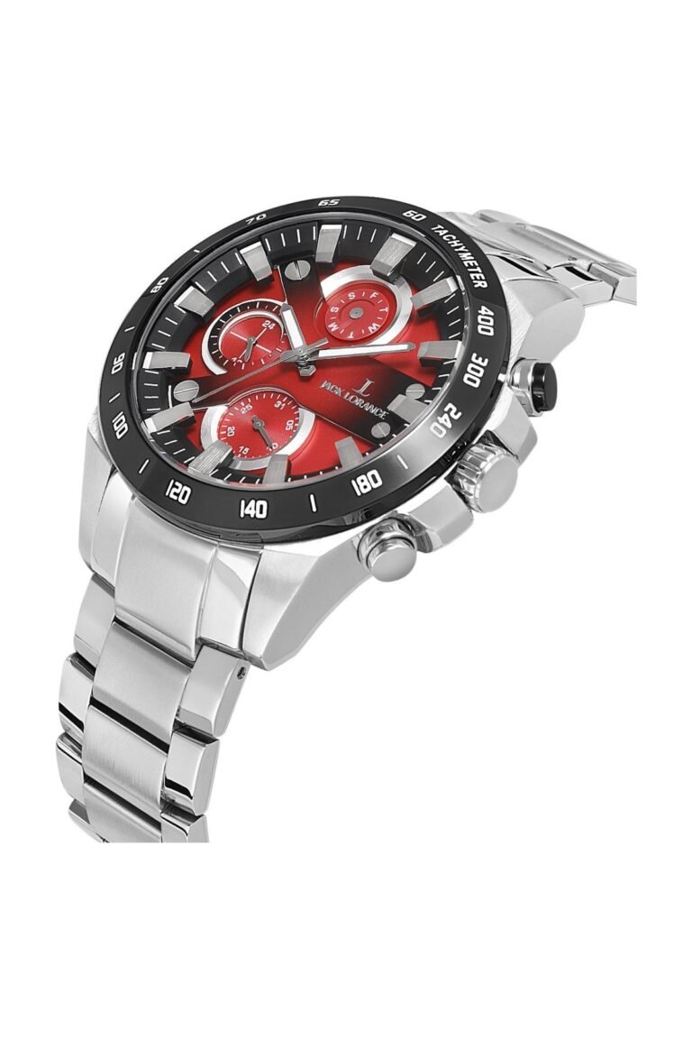 Jack Lorance JLS11712M.05 Kırmızı Kadran Gümüş Çelik Kordonlu Erkek Kol Saati - 2