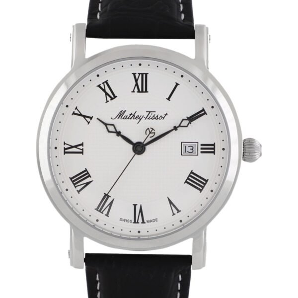 Mathey-Tissot City Leather HB611251ABR Beyaz Kadran Siyah Deri Kordonlu Erkek Kol Saati