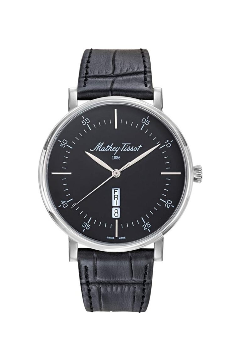 Mathey-Tissot Monsoon Day-Date H7918ALN Siyah Kadran Siyah Deri Kordonlu Erkek Kol Saati