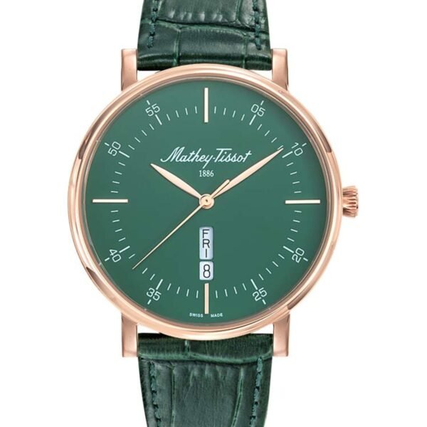 Mathey-Tissot Monsoon Day-Date H7918PLV Yeşil Kadran Rose Kasa Yeşil Deri Kordonlu Erkek Kol Saati