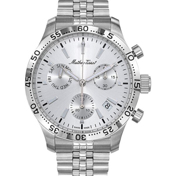 Mathey-Tissot Type 22 H1822CHAS Gümüş Kadran Çelik Kordonlu Kronograf Erkek Kol Saati