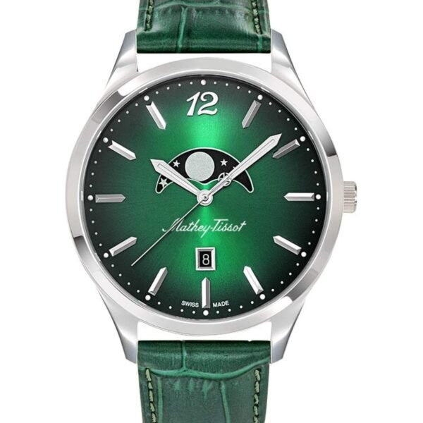 Mathey-Tissot Urban Moon H411LAVM Yeşil Kadran Yeşil Deri Kordonlu Ay Fazlı Erkek Kol Saati