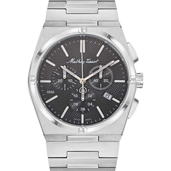 Mathey-Tissot Zeus Chrono H118CHAN Siyah Kadran Çelik Kordonlu Kronograf Erkek Kol Saati