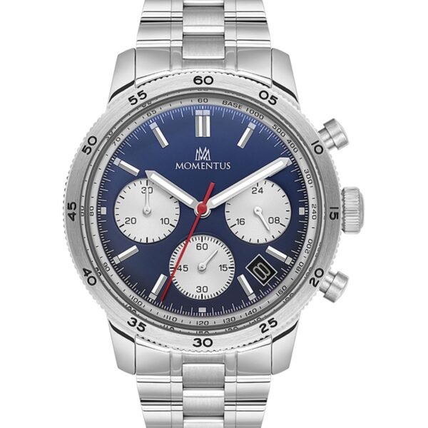 Momentus CC303S-11SS Lacivert Kadran Gümüş Çelik Kordonlu Kronograf Erkek Kol Saati