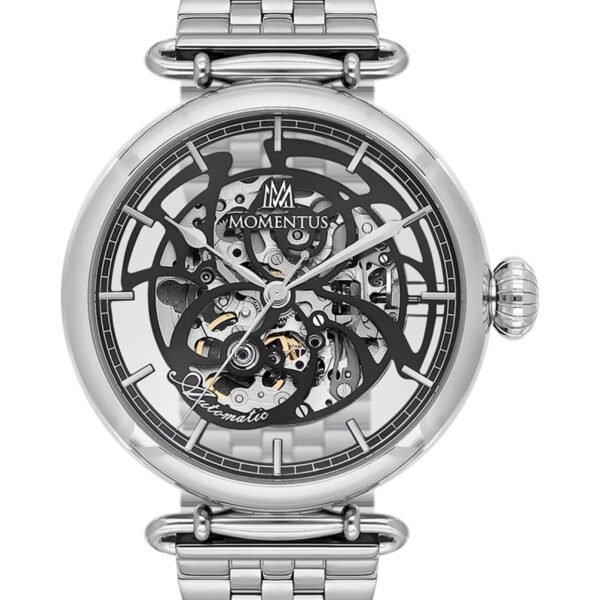 Momentus TM271S-17SS Siyah Kadran Gümüş Çelik Kordonlu Otomatik İskelet Erkek Kol Saati