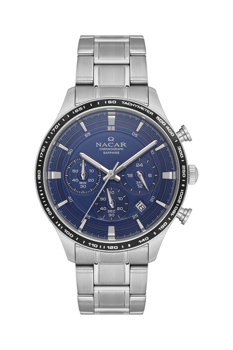 Nacar NC31-299354-ALBM Lacivert Kadran Gümüş Çelik Kordonlu Kronograf Erkek Kol Saati
