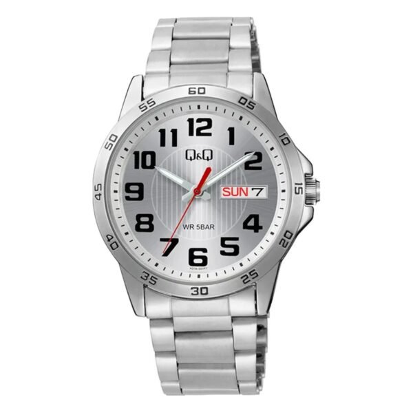 Q&Q A37A-001PY Gümüş Kadran Gümüş Metal Kordonlu Erkek Kol Saati