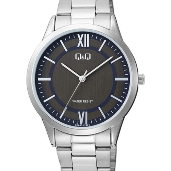 Q&Q C08A-029PY Gri Kadran Gümüş Metal Kordonlu Erkek Kol Saati