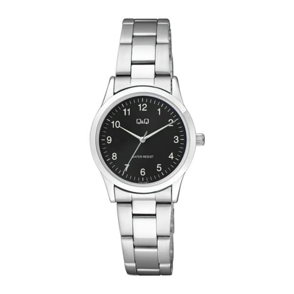 Q&Q C09A-005PY Siyah Kadran Gümüş Metal Kordonlu Kadın Kol Saati