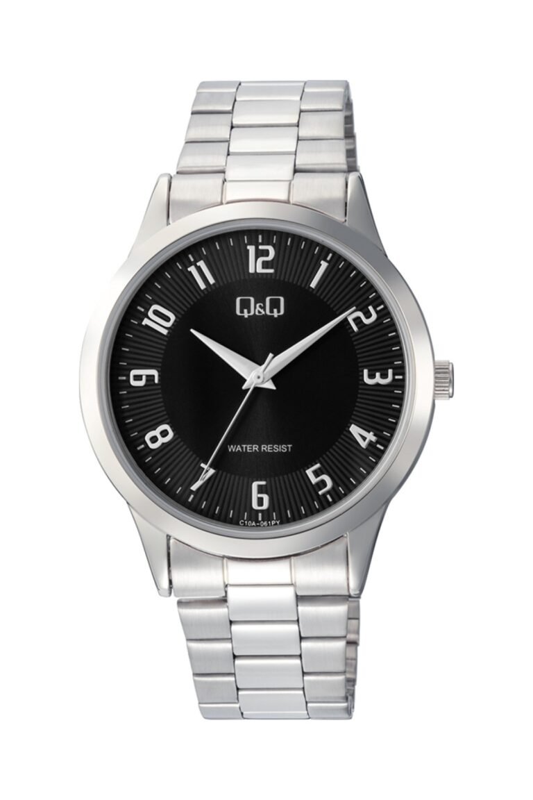Q&Q C10A-061PY Siyah Kadran Gümüş Metal Kordonlu Erkek Kol Saati