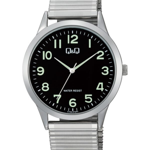 Q&Q C10A-072PY Siyah Kadran Gümüş Metal Kordonlu Erkek Kol Saati
