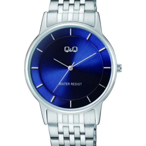 Q&Q C62A-001PY Lacivert Kadran Gümüş Metal Kordonlu Erkek Kol Saati