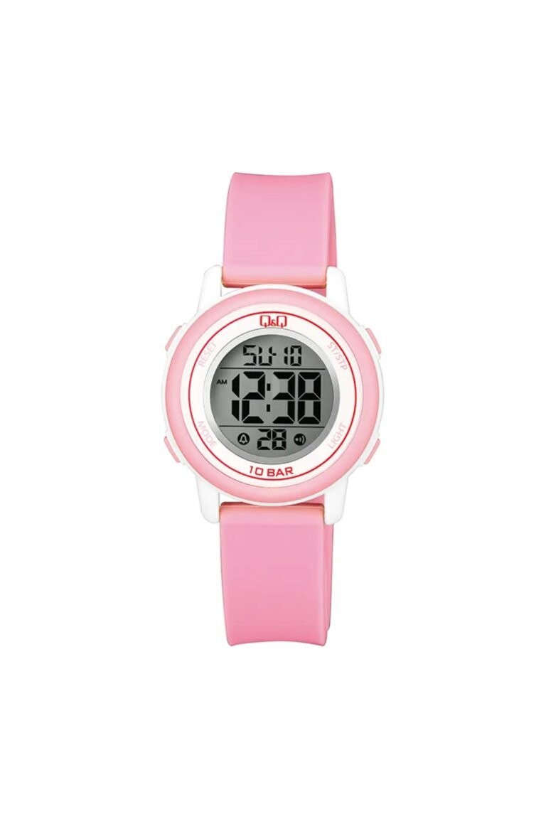 Q&Q M208J004Y Beyaz-Pembe Kasa Pembe Silikon Kordonlu Dijital Çocuk Kol Saati