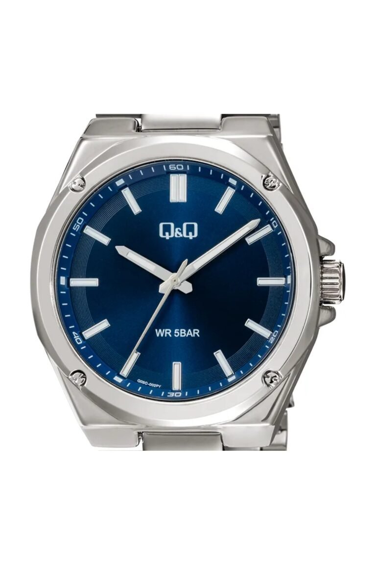 Q&Q Q05C-002PY Lacivert Kadran Gümüş Metal Kordonlu Erkek Kol Saati - 2