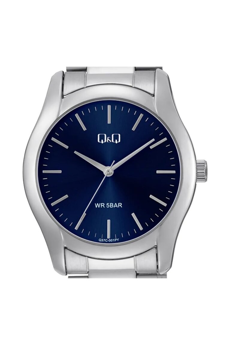 Q&Q Q37C-001PY Lacivert Kadran Gümüş Metal Kordonlu Erkek Kol Saati - 2