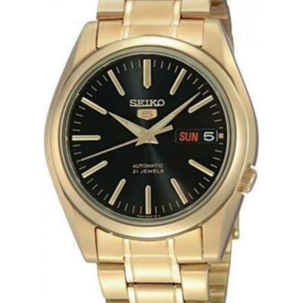 Seiko 5 SNKL50 Siyah Kadran Altın Çelik Kordonlu Otomatik Erkek Kol Saati