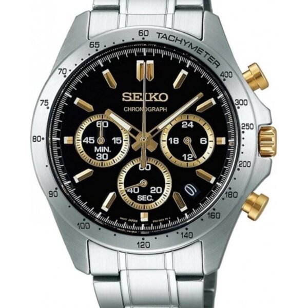 Seiko SBTR015 Siyah Kadran Çelik Kordonlu Kronograf Erkek Kol Saati