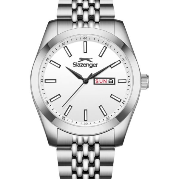Slazenger SL.09.2579.1.330 Beyaz Kadran Gümüş Çelik Kordonlu Erkek Kol Saati