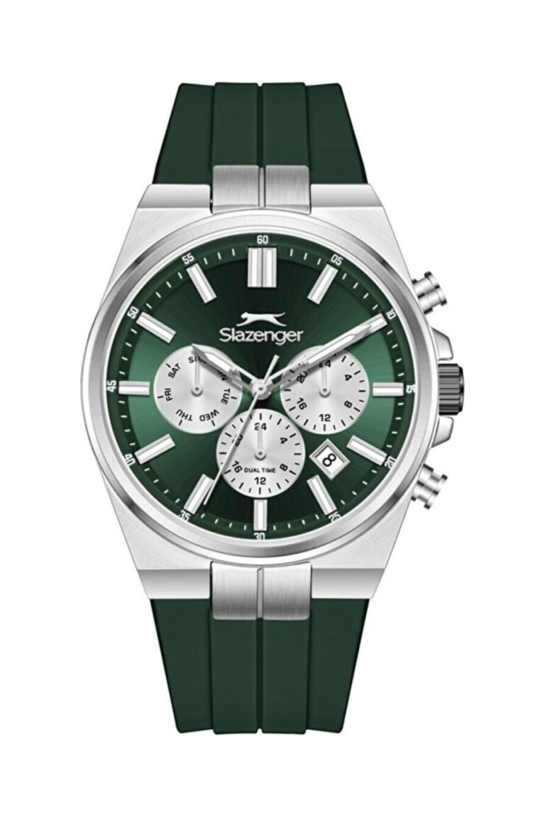 Slazenger SL.09.2651.2.375 Yeşil Kadran Yeşil Silikon Kordonlu Kronograf Erkek Kol Saati